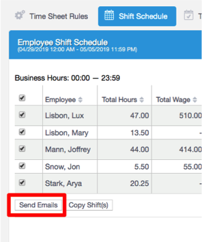 Send employee schedules in one click